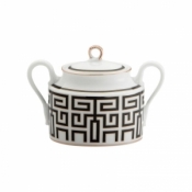 Ginori Labirinto Black Sugar Bowl w/ Cover - 5.25"